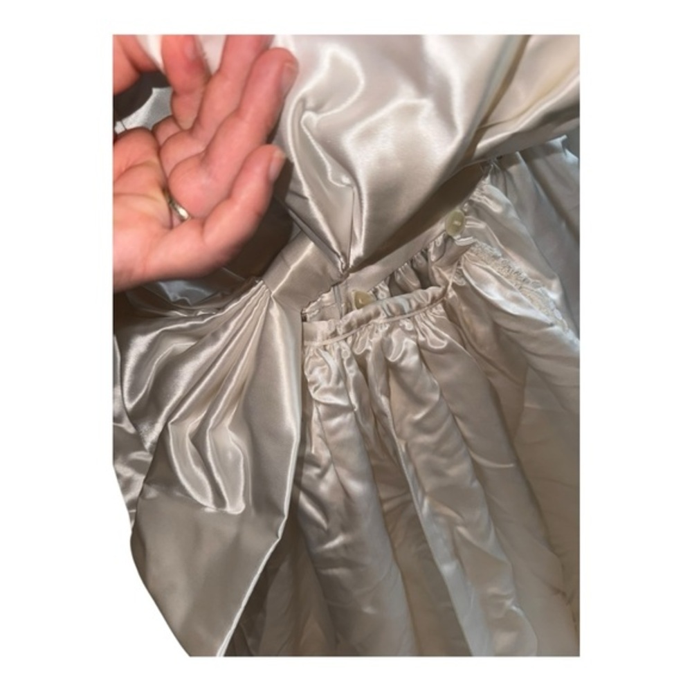 VTG DREAMY JESSICA MCCLINTOCK WEDDING GOWN SATIN REMOVABLE TRAINw/ACENT BOW sz10 - Picture 6 of 16